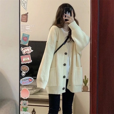 Áo khoác cardigan len basic dáng rộng Hàn Quốc, cao cấp Quảng Châu, dày dặn, big size NGOMINH SP54