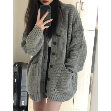 Áo khoác cardigan len basic dáng rộng Hàn Quốc, cao cấp Quảng Châu, dày dặn, big size NGOMINH SP54
