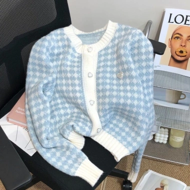 Áo khoác cardigan len dệt kim cổ tròn cúc đá trái tim - Tiểu thư sang chảnh, chỉ 139.000 VND 2