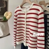 Áo khoác cardigan len kẻ sọc ngang Quảng Châu co giãn, phong cách tiểu thư Hàn Quốc, giá 179k 7