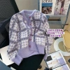 Áo khoác cardigan len nữ cổ tròn kẻ sọc tiểu thư sang chảnh KUNKUN SP26 giá 139k 10