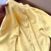 Áo khoác Cardigan len vàng pastel cúc nơ phong thu đông NGOMINH SP383 giảm giá 7