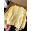 Áo khoác cardigan len vàng pastel cúc nơ QCCC SP383 thu đông Giá 179k 6