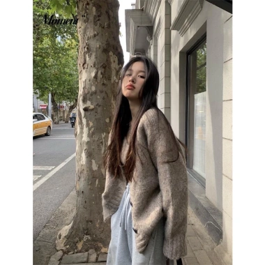 Áo khoác cardigan nữ cổ chữ V dáng rộng, thời trang thu đông 2.023 - giảm giá 21%