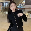 Áo khoác cardigan tay dài croptop basic khuy mạ đồng sang chảnh NGOMINH SP221 7