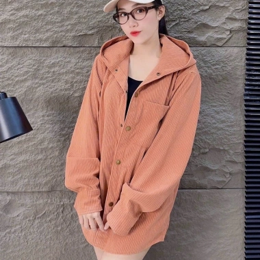Áo khoác chống nắng Kate nhung gân nón to, vải dày vừa, freesize 40-60, giá 200k