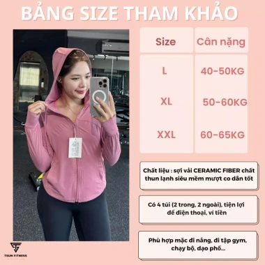 Áo khoác chống nắng nữ UV 50+ dáng ôm body ceramic fiber co giãn siêu mỏng mát - 219.000 VND 2 Áo khoác chống nắng nữ UV 50+ dáng ôm body ceramic fiber co giãn siêu mỏng mát - 219.000 VND 2