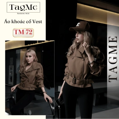Áo khoác cổ vest dáng ngắn TM72 kèm đai cá tính - Giá chỉ 420.000 VNĐ