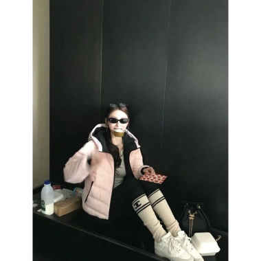Áo khoác cotton dày mũ trùm đầu Hàn Quốc cho nữ mùa đông, ấm cao cấp, giá 450k 4