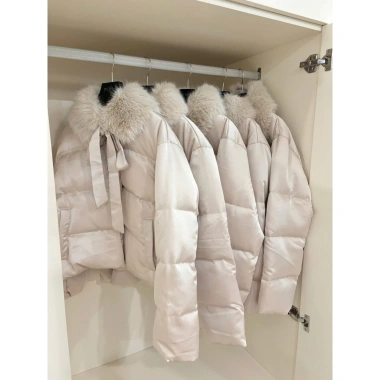 Áo khoác cotton hồng trẻ trung phong cách Hàn Quốc, cổ lông nơ mùa đông ấm áp - 540k 8