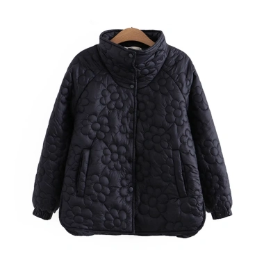 Áo khoác cotton rộng họa tiết hoa chống gió cổ đứng - thời trang mùa đông nữ 10