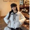 Áo khoác cotton thắt nơ nữ mùa đông, chấm bi rộng rãi, đa năng, giảm còn 250k 5