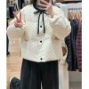 Áo khoác cotton thắt nơ nữ mùa đông, chấm bi rộng rãi, đa năng, giảm còn 250k 9