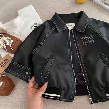 Áo khoác da bé trai mỏng PU thời trang, thoáng khí, nhẹ, đa năng mọi mùa, unisex 10
