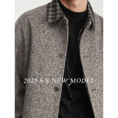 Áo khoác dạ bomber nam YIZHI 2.025 S/S - Cổ caro cao cấp, form rộng streetwear 2