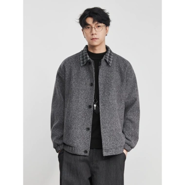 Áo khoác dạ bomber nam YIZHI 2.025 S/S - Cổ caro cao cấp, form rộng streetwear 6