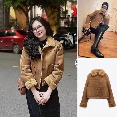 Áo khoác da lộn lót lông cực ấm chuẩn Zara - Giá chỉ 610.000 VND