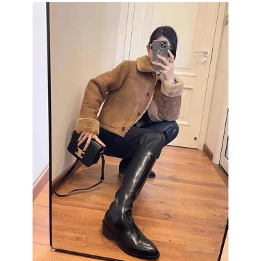 Áo khoác da lộn lót lông cực ấm chuẩn Zara - Giá chỉ 610.000 VND
