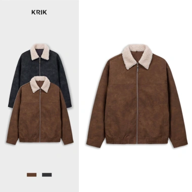 Áo Khoác Da Nam KRIK Boxy PU Polyester Cổ Lông Retro Thời Thượng 499.000₫ AK5.159
