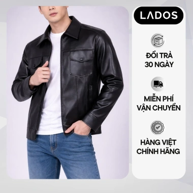 Áo khoác da nam Lados 12.062 lót nhung ấm áp, không bong tróc - Giá ưu đãi 519k