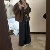 Áo khoác dạ trùm đầu caro cổ điển tháo rời cho nữ, dáng rộng dày đa năng mùa thu đông 490k 9