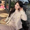 Áo khoác dạ tweed kẻ sọc xám-be dáng ngắn xòe - Hot trend sang chảnh, phối quần váy/dầm, chỉ 199k 4