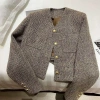 Áo khoác dạ tweed kẻ sọc xám-be dáng ngắn xòe - Hot trend sang chảnh, phối quần váy/dầm, chỉ 199k 9