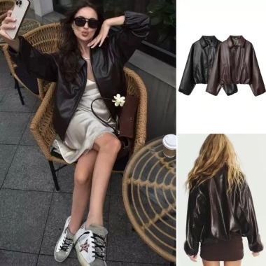 Áo khoác da Zara Hottrend sẵn đen - Giá ưu đãi 560k, da thật, thời trang