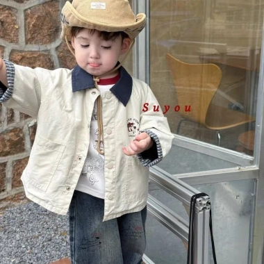 Áo khoác đảo ngược cho bé trai 2-6 tuổi, cotton Hàn Quốc kẻ sọc, thoáng khí, nhẹ, phong cách mùa thu - giá 354.797₫ 2