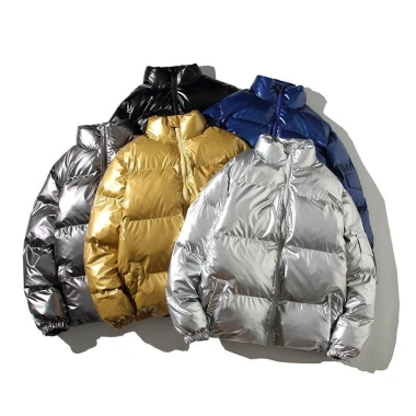 Áo khoác đệm Cotton bóng mùa đông, mũ phản quang, màu xám bạc – mới, ấm áp