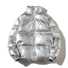 Áo khoác đệm Cotton bóng mùa đông, mũ phản quang, màu xám bạc – mới, ấm áp 4