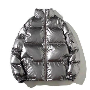 Áo khoác đệm Cotton bóng mùa đông, mũ phản quang, màu xám bạc – mới, ấm áp 7 Áo khoác đệm Cotton bóng mùa đông, mũ phản quang, màu xám bạc – mới, ấm áp 7