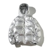 Áo khoác đệm Cotton bóng mùa đông, mũ phản quang, màu xám bạc – mới, ấm áp 10