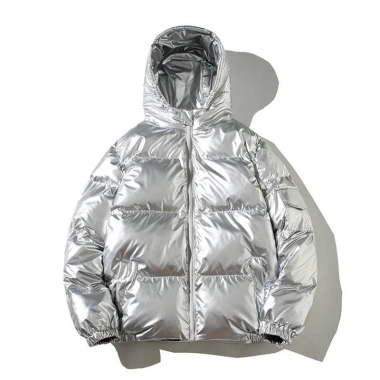 Áo khoác đệm Cotton bóng mùa đông, mũ phản quang, màu xám bạc – mới, ấm áp 10 Áo khoác đệm Cotton bóng mùa đông, mũ phản quang, màu xám bạc – mới, ấm áp 10