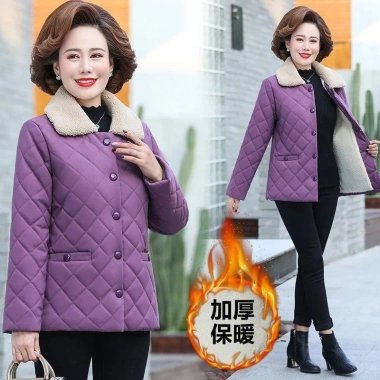 Áo khoác đệm cotton lông cừu dày thời trang thu đông cho phụ nữ trung niên, 548,277₫