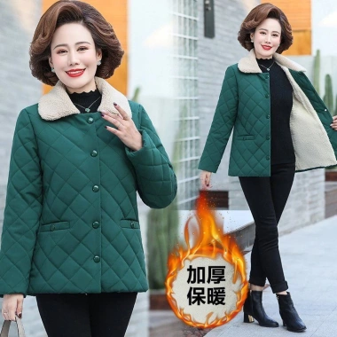 Áo khoác đệm cotton lông cừu dày thời trang thu đông cho phụ nữ trung niên, 548,277₫