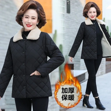 Áo khoác đệm cotton lông cừu dày thời trang thu đông cho phụ nữ trung niên, 548,277₫