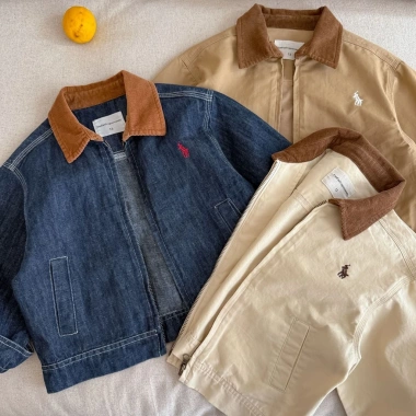 Áo khoác denim bé 0-3 tuổi mùa thu, thoáng khí, phong cách sang trọng - Giá 295.258 VND