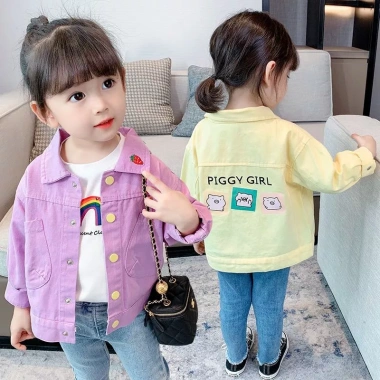 Áo khoác denim bé gái Hàn Quốc mùa thu thời trang, cotton ấm áp, giảm giá 17% 3