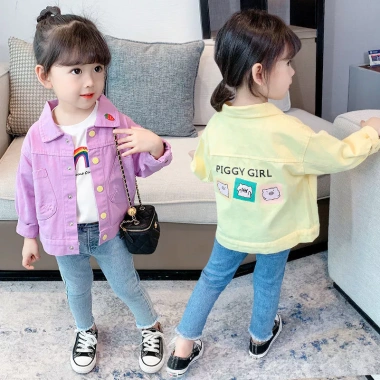 Áo khoác denim bé gái Hàn Quốc mùa thu thời trang, cotton ấm áp, giảm giá 17% 4