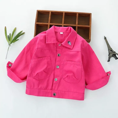 Áo khoác denim bé gái Hàn Quốc mùa thu thời trang, cotton ấm áp, giảm giá 17% 6