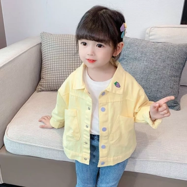 Áo khoác denim bé gái Hàn Quốc mùa thu thời trang, cotton ấm áp, giảm giá 17% 11