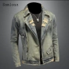 Áo khoác denim nam retro Mỹ 2.026, cổ vest rách, khóa kéo, rộng ôm, giá 789.367đ 7