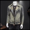 Áo khoác denim nam retro Mỹ 2.026, cổ vest rách, khóa kéo, rộng ôm, giá 789.367đ 8