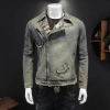 Áo khoác denim nam retro Mỹ 2.026, cổ vest rách, khóa kéo, rộng ôm, giá 789.367đ 9