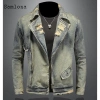 Áo khoác denim nam retro Mỹ 2.026, cổ vest rách, khóa kéo, rộng ôm, giá 789.367đ 10