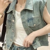 Áo khoác denim nữ retro bảo hộ lao động mùa hè, rời ngoài không tay, ngắn top - 254.880₫ 4