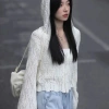 Áo khoác dệt kim mỏng nữ mùa hè: Cardigan mũ trùm đầu chống nắng, giá chỉ 195.480₫