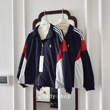 Áo khoác dù gió 2 lớp dài thêu ngựa, phối sọc tay - Cặp đôi Tady Shop AKDD-018 giảm còn 179k