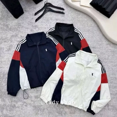 Áo khoác dù gió 2 lớp dài thêu ngựa, phối sọc tay - Cặp đôi Tady Shop AKDD-018 giảm còn 179k
